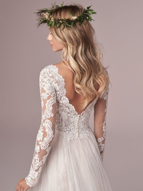 Spread Lace Bridal Dresses with Long Sleeves vestido de noiva de